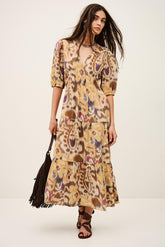 Patterned Midi Dress Madelia Yellow
