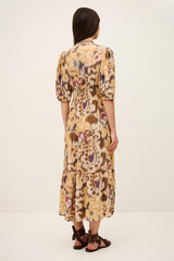 Patterned Midi Dress Madelia Yellow