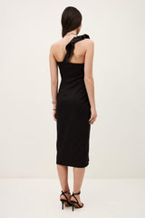 One-Shoulder Ruffle Dress Silla Black