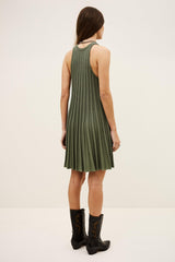 Pleated Sleeveless Knit Dress Sinnta Green