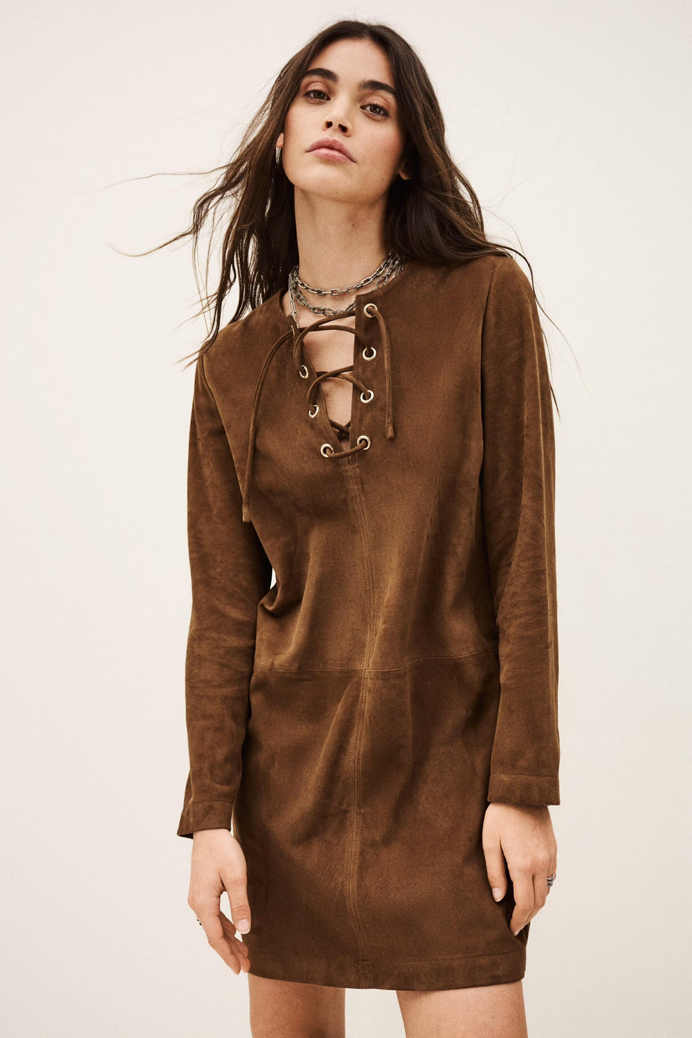 Suede Mini Dress Seda Brown