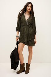 Patterned Mini Dress Romea Green