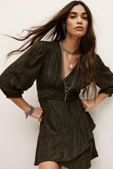 Patterned Mini Dress Romea Green