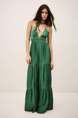 Satin Maxi Dress Wasta Green