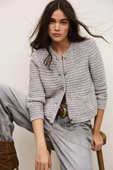 Cropped Button-Up Cardigan Guspa Multicolored