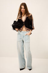Loose Patterned Shirt Valda Gray