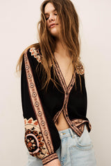Loose Patterned Shirt Valda Gray