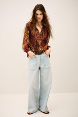 Patterned Blouse, Sleeves Odetta Red