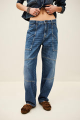 Textured Cargo Jeans Moyce Blue