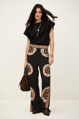 Patterned Flared Pants Valla Gray