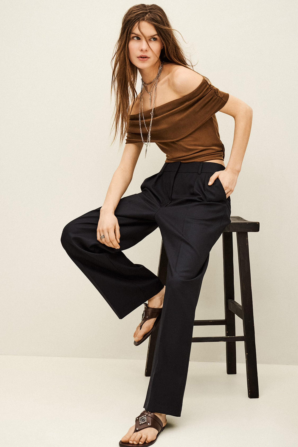 Wide-Leg Wool Pants Nani Blue