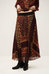Patterned Midi Skirt Olgia Red