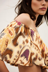 Strapless Ruffled Top Manthea Yellow