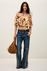 Strapless Ruffled Top Manthea Yellow