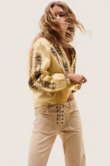 Embroidered Blouse, Sleeves Faustina Yellow