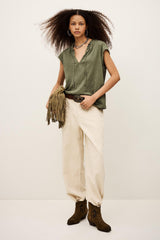 Top With Ruffled Sleeves Very Green