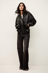Oversize Leather Jacket Kassia Black