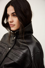 Oversize Leather Jacket Kassia Black