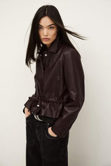 Cropped Leather Jacket Manita Purple
