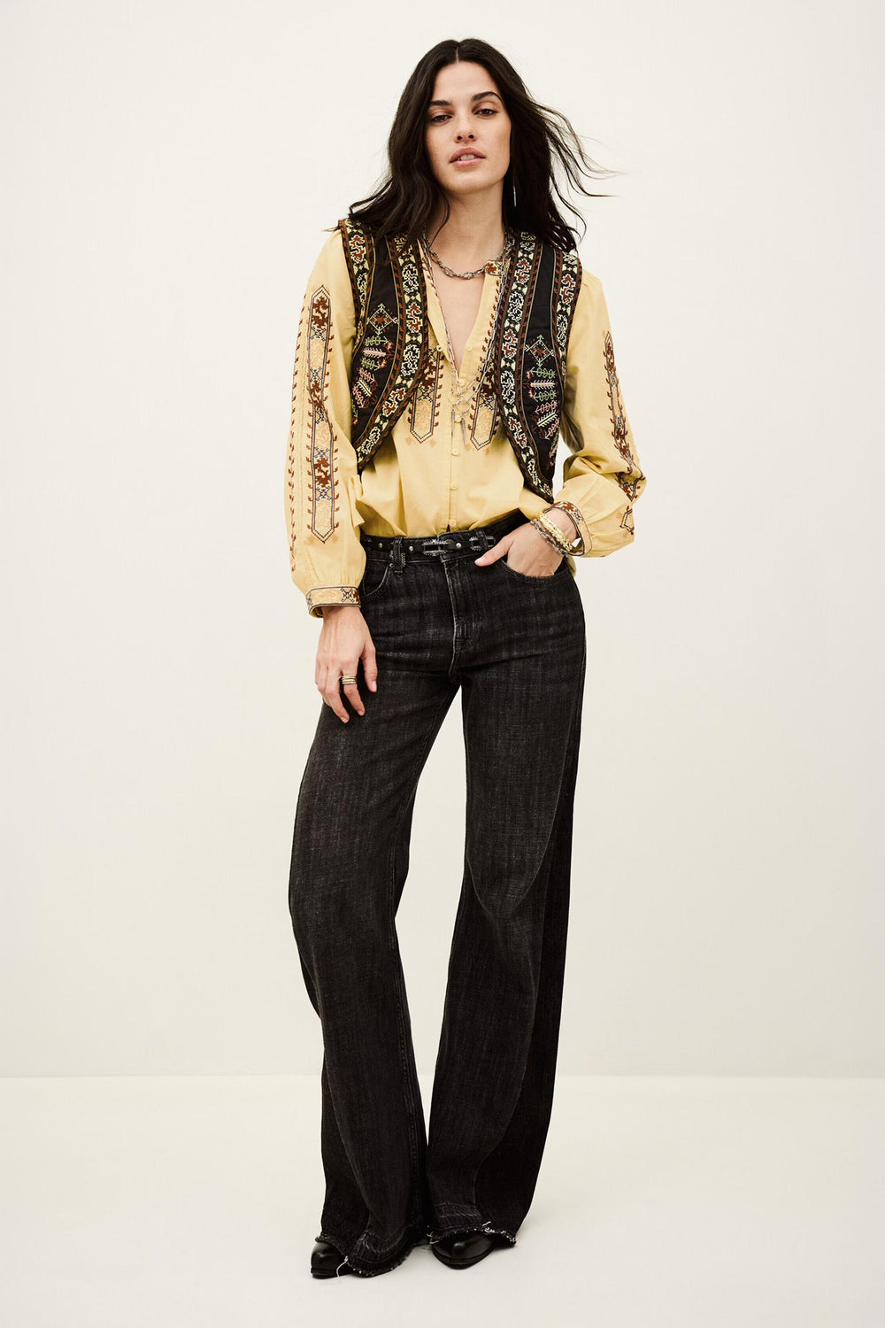 Cropped Embroidered Cardigan Fosca Gray