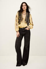 Cropped Embroidered Cardigan Fosca Gray