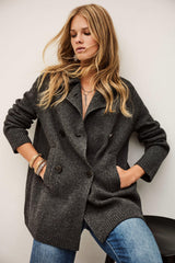 Knitted Cardigan Coat Vesta Gray