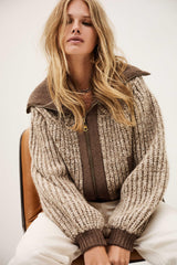Knitted Zip Cardigan Rabel Brown