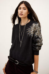 Embroidered Knit Pullover Chor Gray