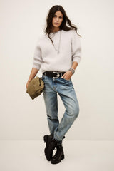 Round-Neck Backless Sweater Fill Gray