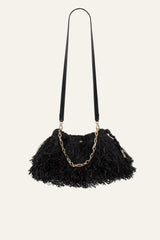 Fringed Raffia Clutch June Black