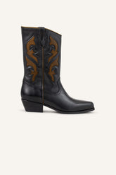 Leather Cowboy-Style Boots Curtis Black