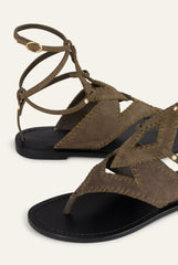 Flat Suede Sandals Capri Green