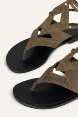 Flat Suede Sandals Capri Green