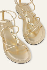 Flat Leather Sandals Caya Gold