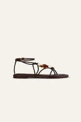 Flat Leather Sandals Caya Brown