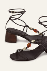 Heeled Leather Sandals Caya Brown