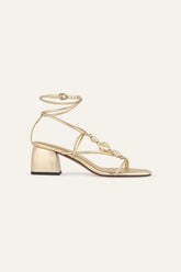 Heeled Leather Sandals Caya Gold