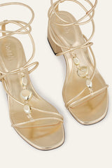 Heeled Leather Sandals Caya Gold