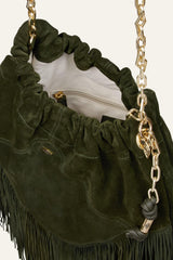 Fringed Suede Bag June Green