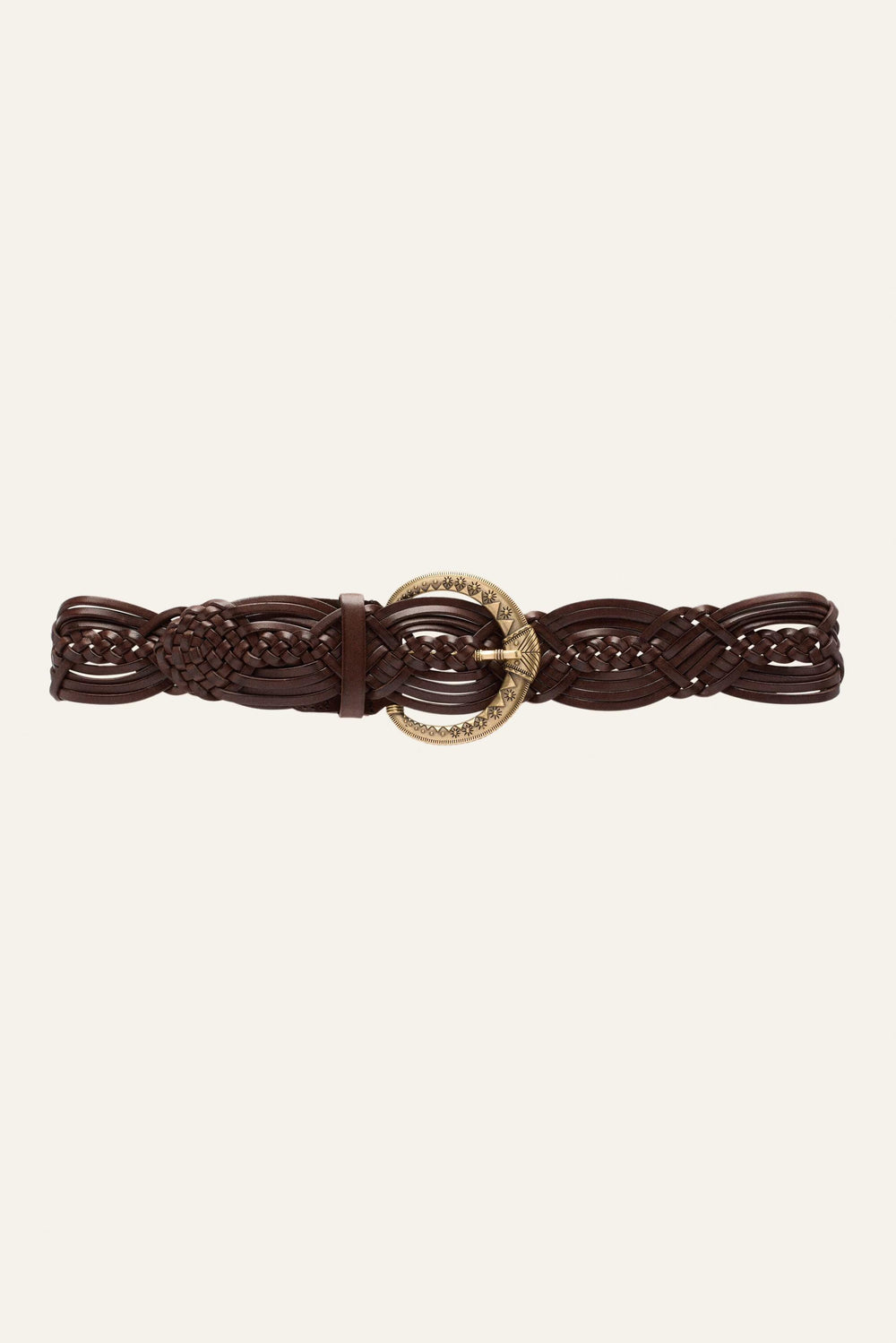 Wide Braided Belt Brew Brown