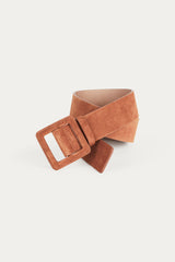 Leather Square Buckle Belt Betty Brown