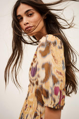 Patterned Midi Dress Madelia Yellow