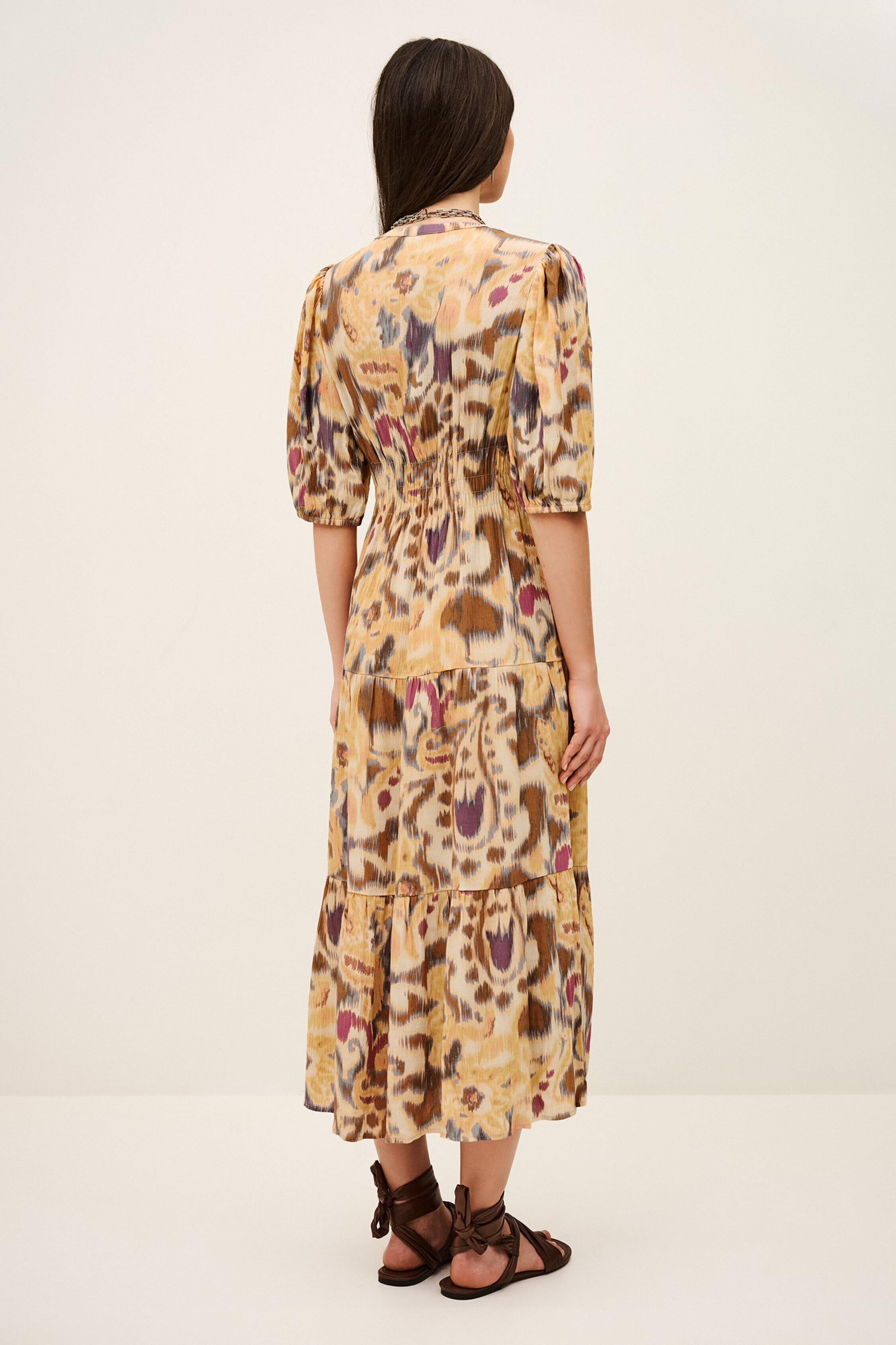 Patterned Midi Dress Madelia Yellow