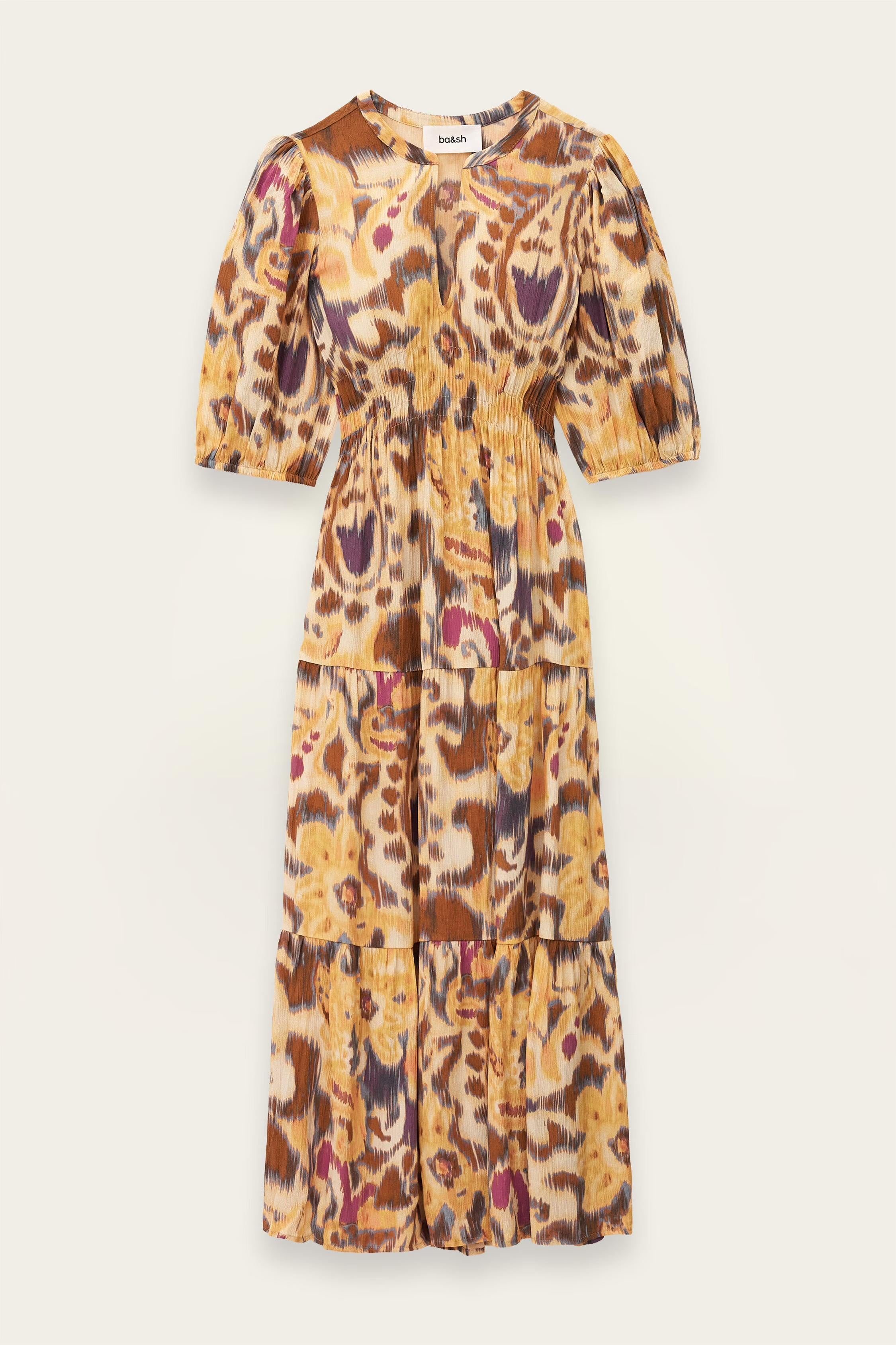 Patterned Midi Dress Madelia Yellow