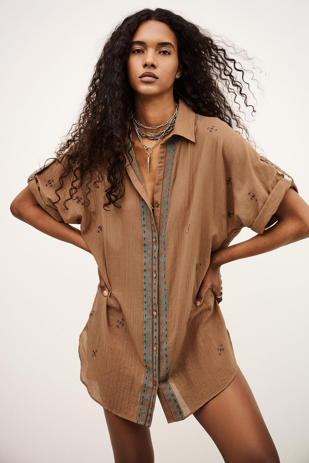 Embroidered Shirt Daela Beige