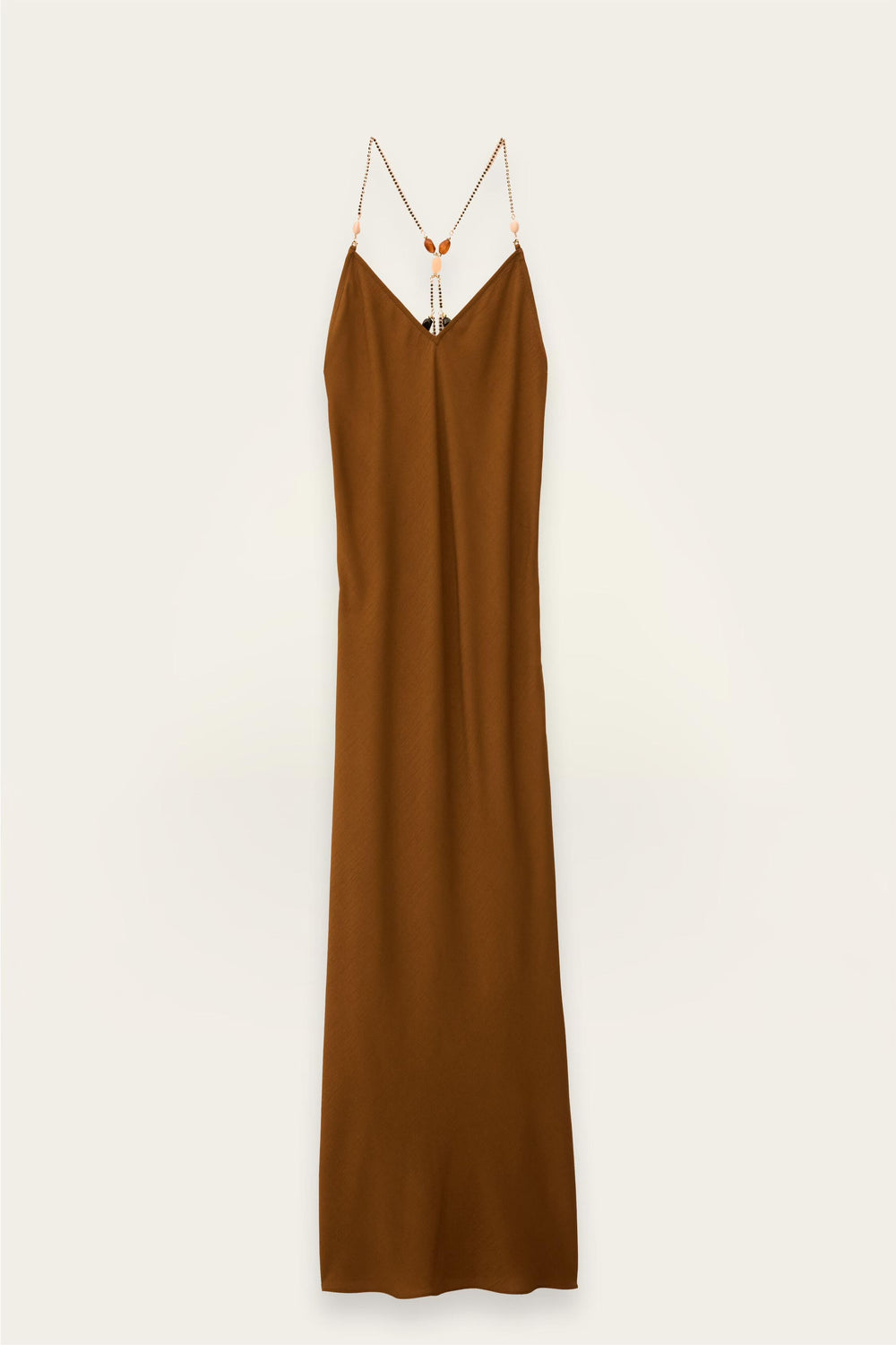 Fluid Viscose Backless Dress Hany Brown