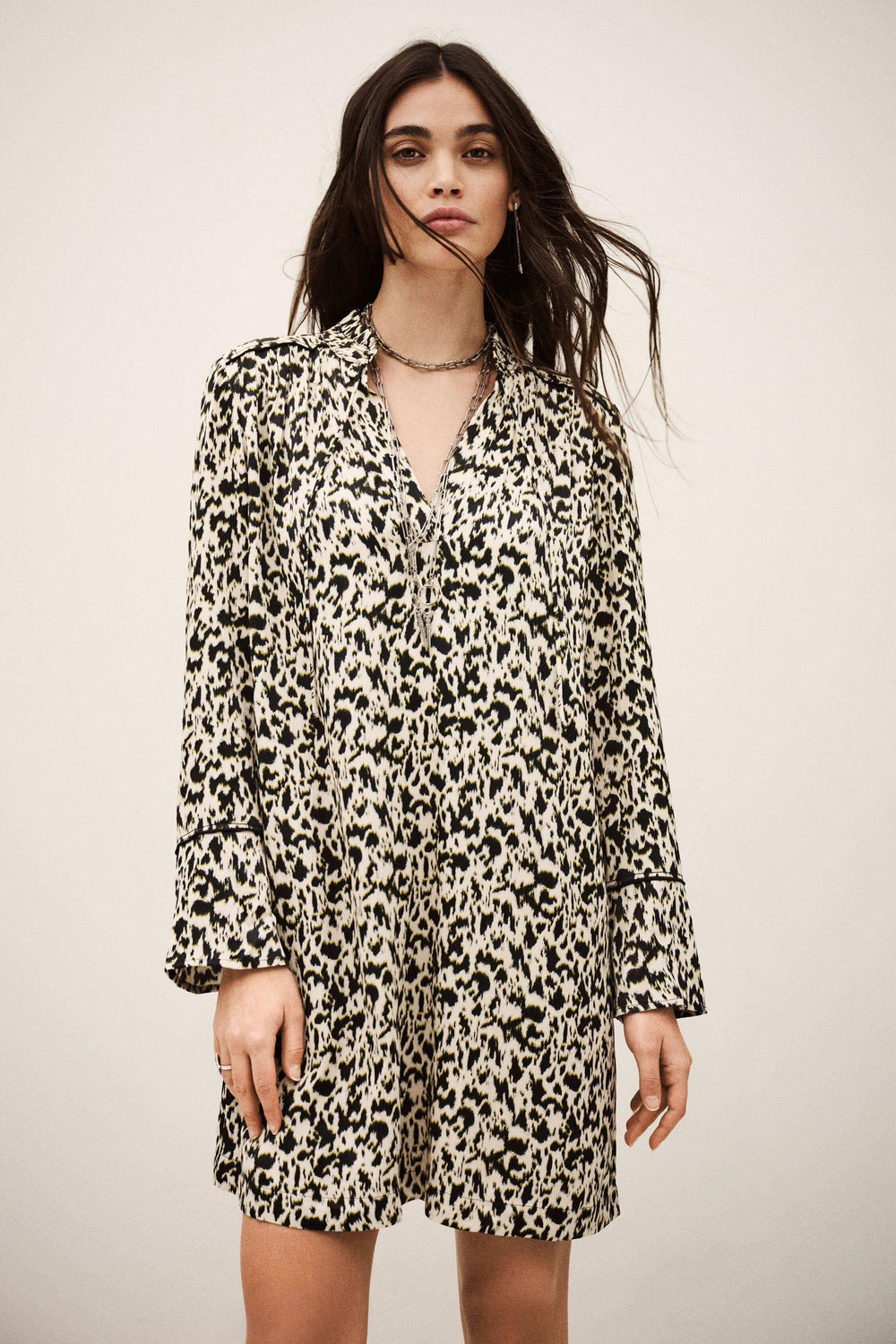 Patterned Mini Dress Perla Off-White