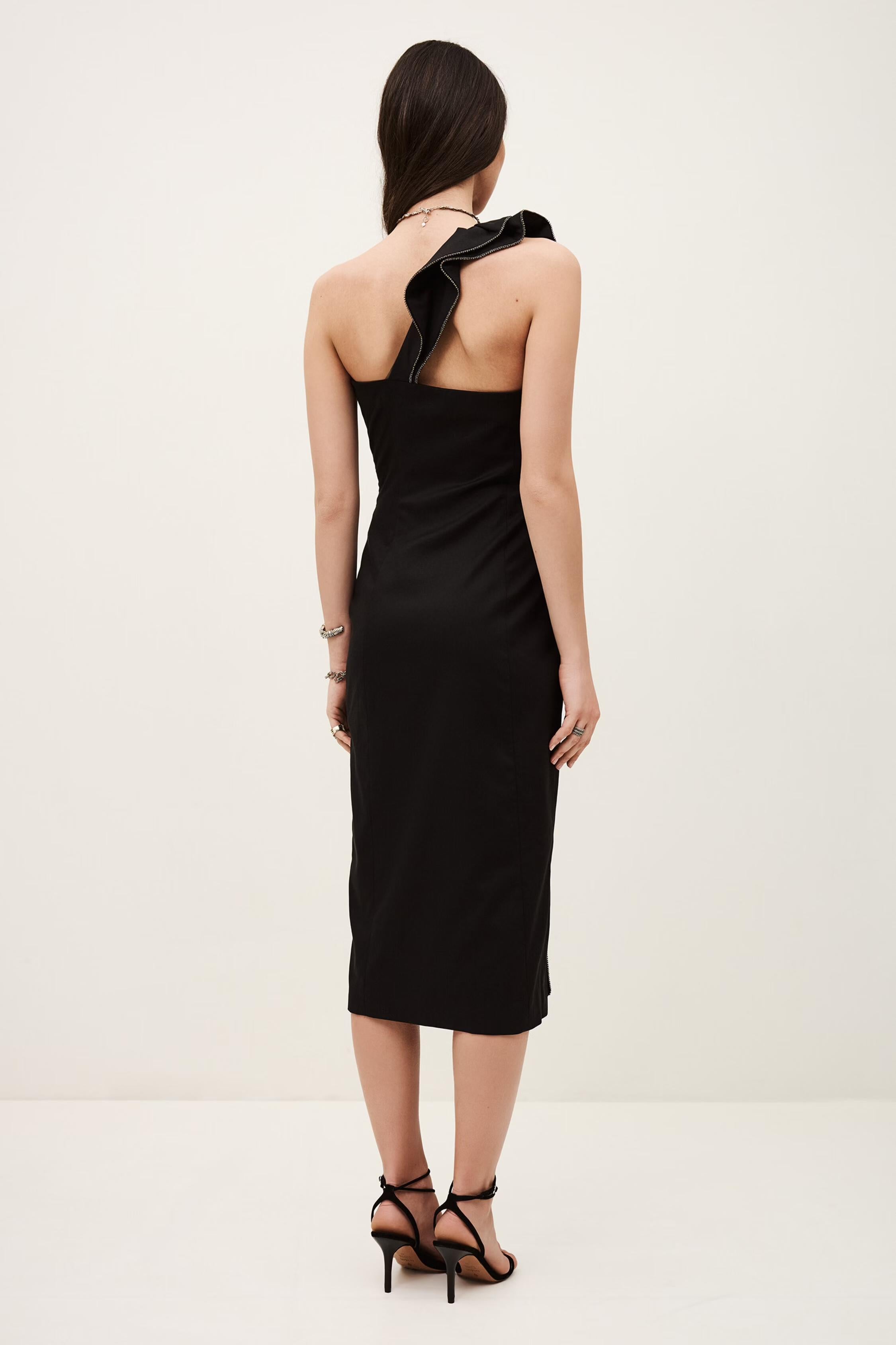 One-Shoulder Ruffle Dress Silla Black