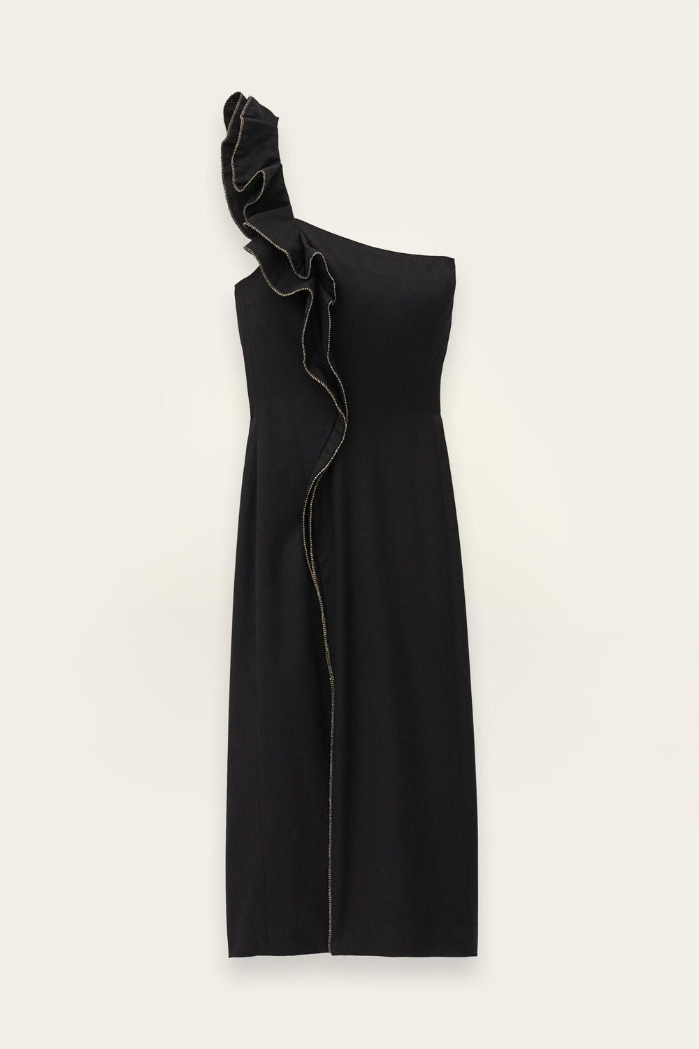 One-Shoulder Ruffle Dress Silla Black
