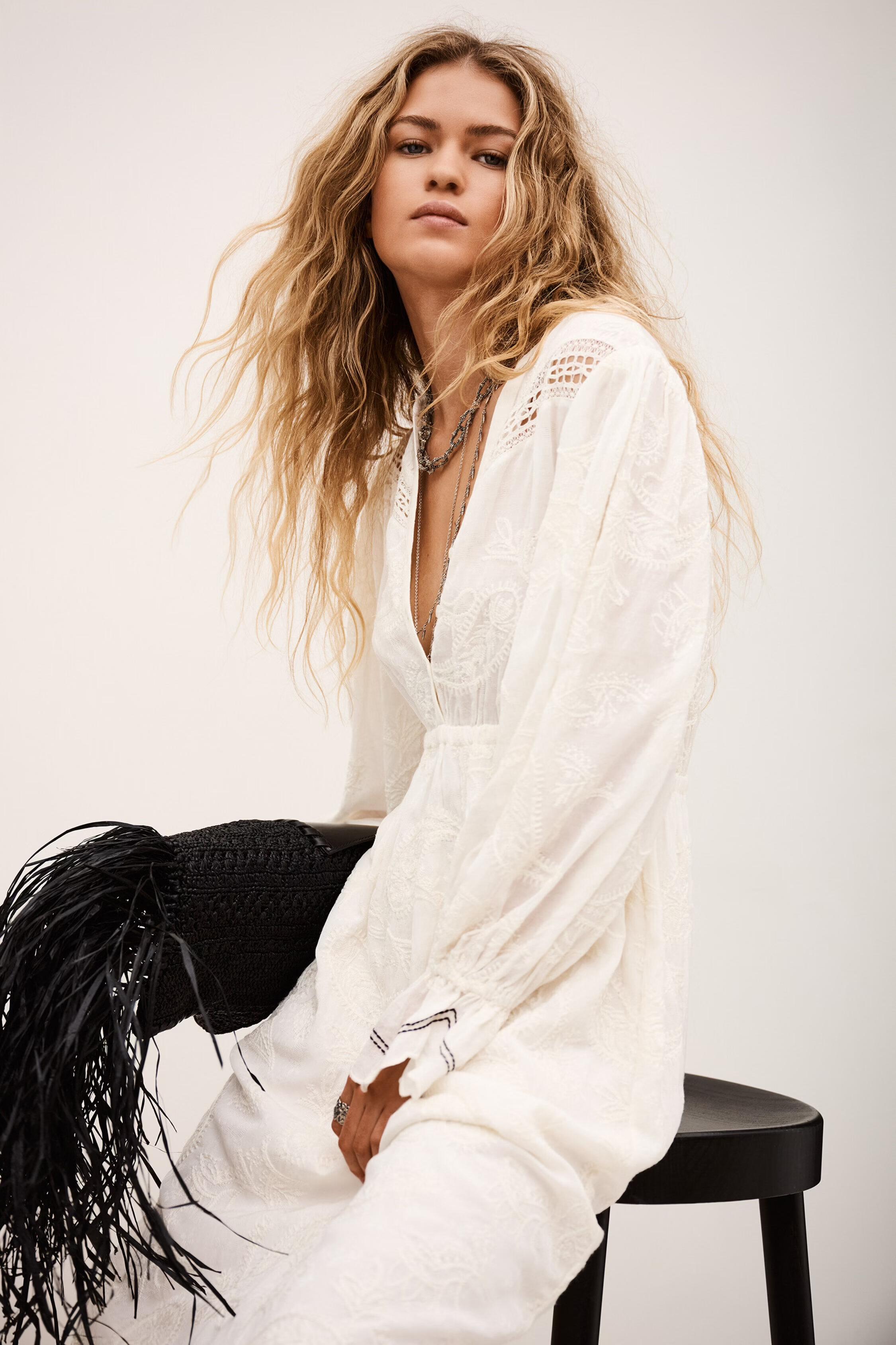 Jacquard Midi Dress Prisco Off-White
